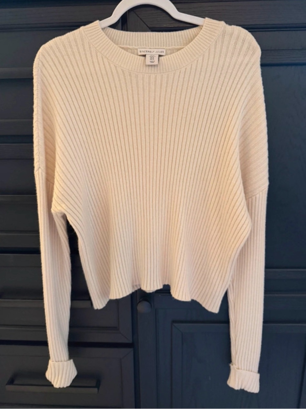 Sincerely Jules Cream Ribbed Sweater